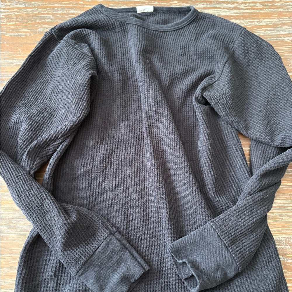 Hanes Gray Long Sleeve Tee Classic Crew Neck